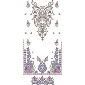 Luxury Paisley Neckline Dress Embroidery Design with Elegant Floral Border Pattern
