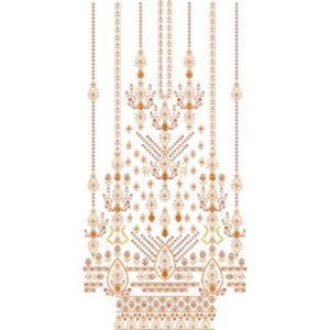 Royal Heavy Front Panel Embroidery Design with Ornamental Motifs and Traditional Dress Pattern