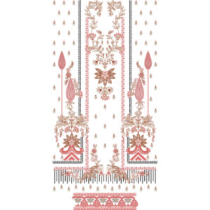 Elegant Traditional Floral Front Panel Embroidery Design with Ornamental Borders