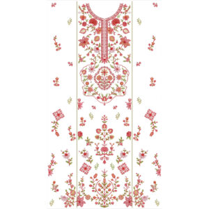 Elegant Multicolor Floral Neckline Dress Embroidery Design with Traditional Motifs