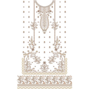 Luxury Classic Neckline Embroidery Design with Elegant Floral Panel and Ornamental Border