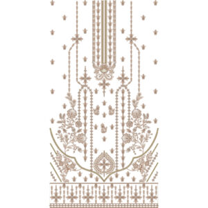 Luxury Traditional Front Panel Embroidery Design with Ornamental Floral Motifs and Decorative Border