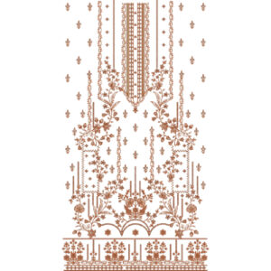 Elegant Traditional Floral Front Panel Embroidery Design with Ornamental Border