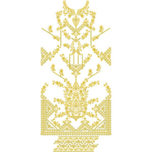 Luxury Golden Traditional Dress Embroidery Design with Ornamental Floral and Geometric Motifs