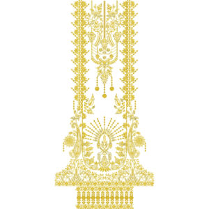 Regal Vertical Floral & Ornamental Panel Embroidery Design for Luxury Dress Front