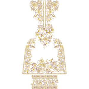 Elegant Pastel Floral Neckline & Front Panel Embroidery Design for Designer Dresses