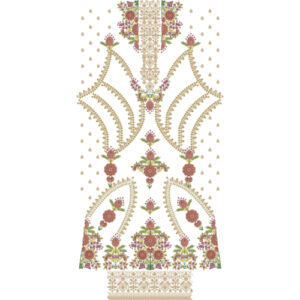 Royal Multicolor Floral & Ornamental Panel Embroidery Design for Luxury Dresses