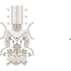 Elegant Multicolor Floral Neckline & Decorative Front Panel Embroidery Design