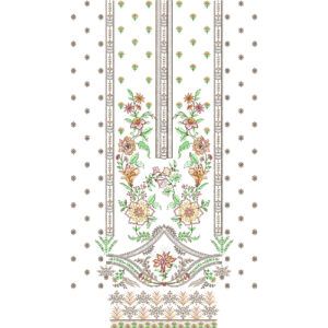 Elegant Multicolor Floral Vertical Panel Embroidery Design with Ornamental Borders
