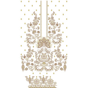 Royal Golden Floral Ornamental Panel Embroidery Design for Luxury Designer Dresses
