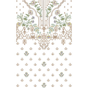 Elegant Multicolor Floral Ornamental Neckline Embroidery Design for Designer Dresses