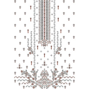 Elegant Floral Vertical Panel Embroidery Design with Ornamental Detailing for Designer Dresses