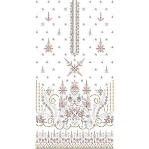 Elegant Ornamental Floral & Geometric Panel Embroidery Design for Designer Dresses
