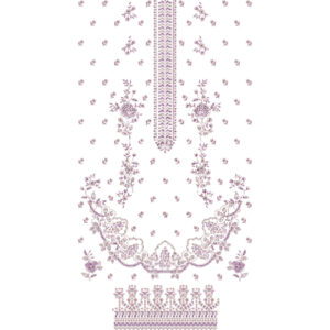 Elegant Lavender Floral Neckline & Scattered Panel Embroidery Design for Designer Dresses