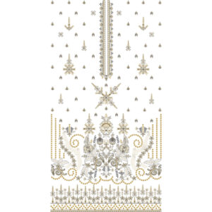 Royal Golden Ornamental Panel Embroidery Design with Geometric & Floral Detailing