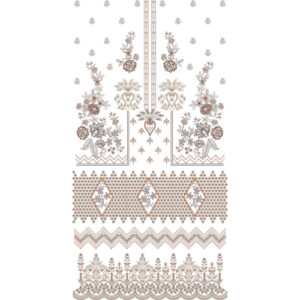 Elegant Monochrome Floral & Geometric Panel Embroidery Design for Designer Dresses