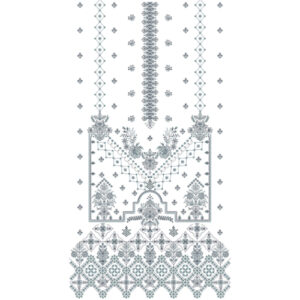 Elegant Teal Geometric & Floral Ornamental Panel Embroidery Design for Designer Dresses