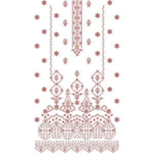 Elegant Rose Gold Ornamental Floral Panel Embroidery Design for Designer Dresses