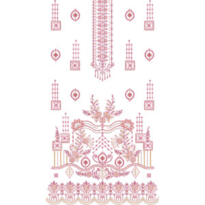 Elegant Pink Ornamental Floral Panel Embroidery Design with Geometric Accents