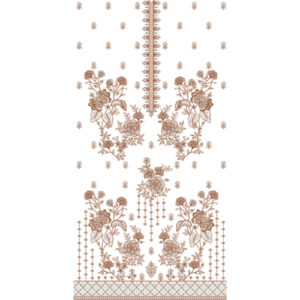 Elegant Copper Floral Vertical Panel Embroidery Design with Ornamental Accents