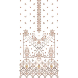 Elegant Monochrome Floral & Geometric Panel Embroidery Design for Designer Dresses
