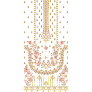 Royal Pink & Gold Floral Ornamental Panel Embroidery Design for Designer Dresses