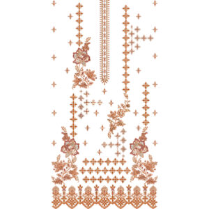 Elegant Rust Floral & Geometric Vertical Panel Embroidery Design for Designer Dresses