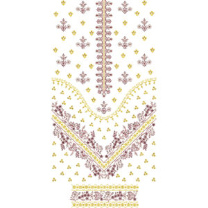 Elegant Maroon & Gold Floral V-Panel Embroidery Design for Designer Dresses