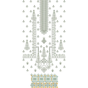 Elegant Olive Green Geometric & Floral Panel Embroidery Design for Designer Dresses