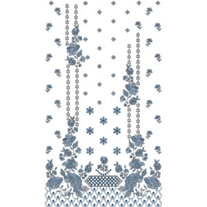 Elegant Blue Floral Vertical Panel Embroidery Design with Decorative Border