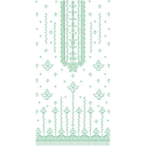 Elegant Mint Green Floral Vertical Panel Embroidery Design with Ornamental Border