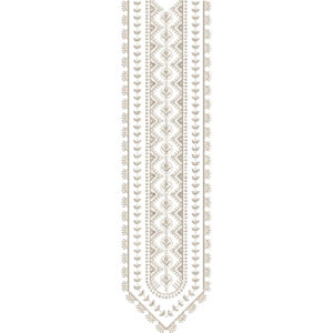 Elegant Beige Ethnic Panel Neckline Embroidery with Geometric and Leaf Border Detailing