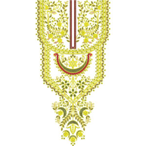 Royal Yellow Floral Neckline Embroidery with Ornamental Mughal Panel and Drop Design