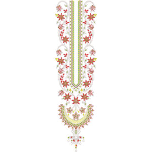 Multicolor Floral Panel Neckline Embroidery with Decorative Ethnic Drop Design