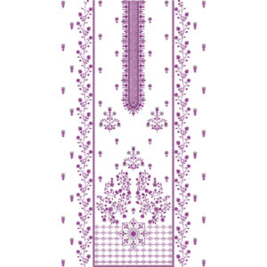 Elegant Purple Floral Vine Neckline Embroidery Dress Design with Geometric Base Panel