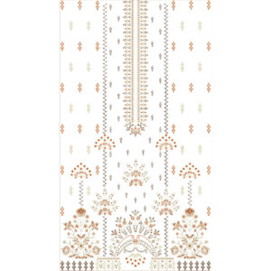 Elegant Multicolor Floral and Linear Neckline Embroidery Dress Design with Ornamental Base