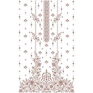 Elegant Rust Floral and Geometric Neckline Embroidery Dress Design with Dense Botanical Base