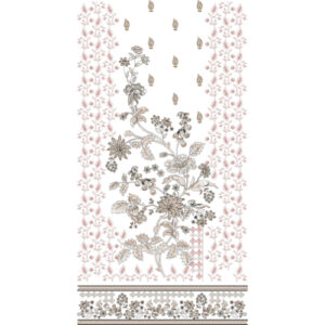 Elegant Beige Floral Vine Embroidery Dress Design with Side Borders and Ornamental Base