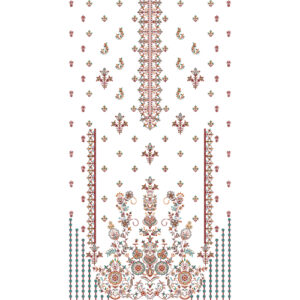 Elegant Multicolor Floral Neckline Embroidery Dress Design with Side Borders and Hanging Beaded Details