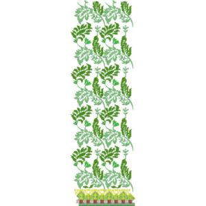 Lush Green Vine All-Over Jaal Embroidery Design with Geometric Floral Border