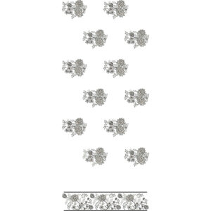 Minimal Floral Bouquet Buti All-Over Jaal Embroidery Design with Delicate Border