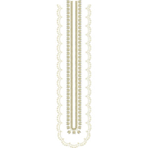 Minimal Scalloped Lace Neckline Embroidery Design with Linear Floral Detailing