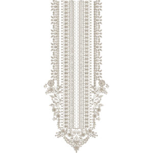 Elegant Linear Floral Neckline Embroidery Design with Dense Ornamental Panel