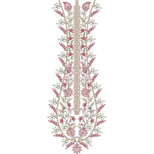 Elegant Floral Vine Neckline Embroidery Design with Central Ornamental Panel