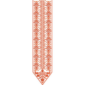 Traditional Ornamental Linear Neckline Embroidery Design with Symmetrical Floral Motifs