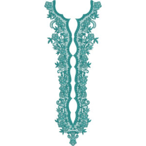 Ornate Cutwork Style Neckline Embroidery Design with Intricate Floral Scroll Detailing