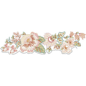 Elegant Floral Lace Embroidery Border with Soft Blossoms and Leafy Vine Composition