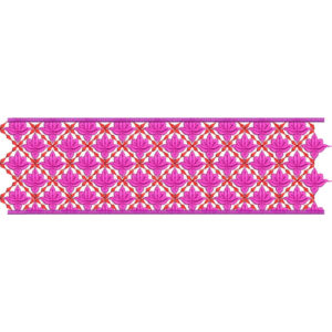 Allover Floral Lace Embroidery Border with Repeating Lotus Motif Pattern
