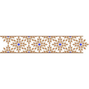 Geometric Floral Lace Embroidery Border with Star Motif Pattern and Linear Edging