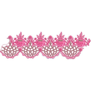 Floral Lace Embroidery Border with Scalloped Net Design and Ornamental Blossom Motifs